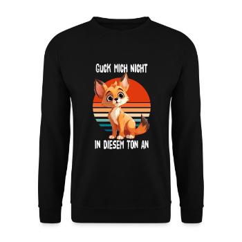 Guck Mich Nicht In Diesem Ton An Fuchs - Unisex Pullover - Schwarz - Vorne - Alina (178cm) & Michal (187cm)