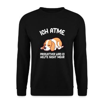 Ich Atme Produktiver Wird Es Heute Nicht Mehr - Unisex Pullover - Schwarz - Vorne - Alina (178cm) & Michal (187cm)