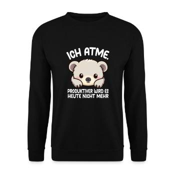 Ich Atme roduktiver Wird Es Heute Nicht Mehr Koala - Unisex Pullover - Schwarz - Vorne - Alina (178cm) & Michal (187cm)