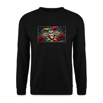 Verrückter Narr - Unisex Pullover - Schwarz - Vorne - Alina (178cm) & Michal (187cm)