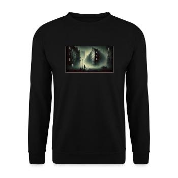 Neblige Stadt - Unisex Pullover - Schwarz - Vorne - Alina (178cm) & Michal (187cm)