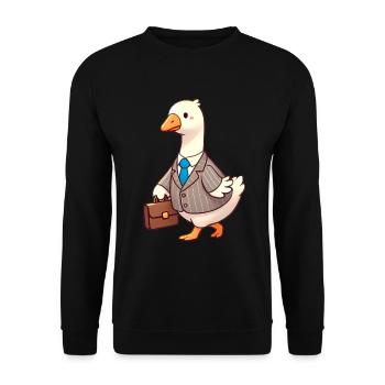 Serious Goose in Business Suit Design - Unisex Sweatshirt - black - Front - Alina (178cm) & Michal (187cm)