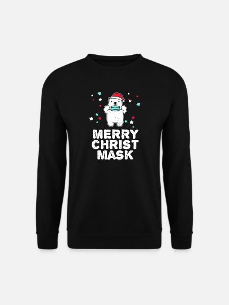 Weihnachten Merry Christmask Eisbär Gesichtsmaske - Unisex Pullover - Schwarz