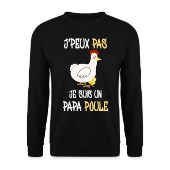 Je Suis Un Papa Poule D'Amour - Sweat-shirt Unisexe - noir - Devant - Alina (178cm) & Michal (187cm)