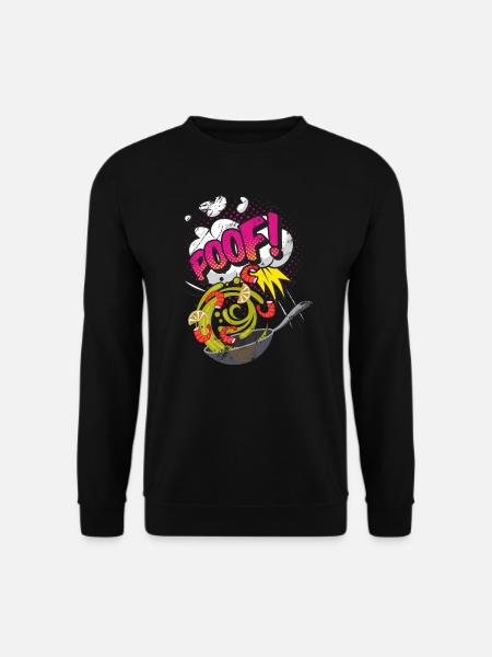 Pop Art Kochen Retro Comic Ästhetik Wok Kulinarik - Unisex Pullover - Schwarz