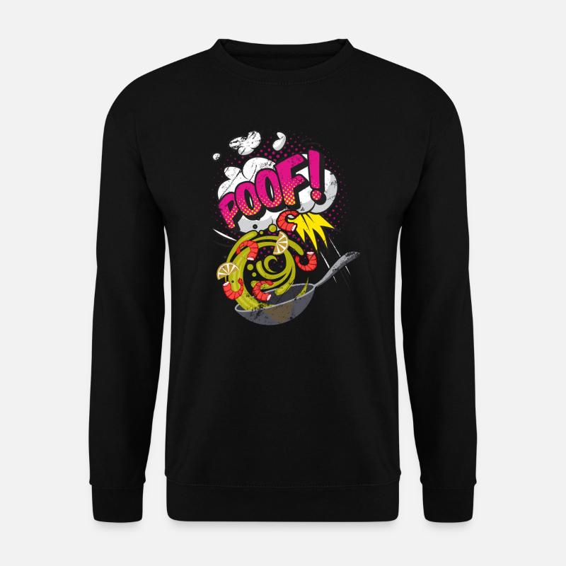 Pop Art Kochen Retro Comic Ästhetik Wok Kulinarik - Unisex Pullover - Schwarz
