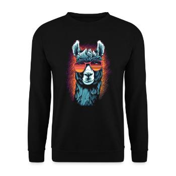 Llama with sunglasses Llama trekking - Unisex Sweatshirt - black - Front - Alina (178cm) & Michal (187cm)