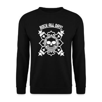 Rock All Day - Skull - Unisex Sweatshirt - black - Front - Alina (178cm) & Michal (187cm)