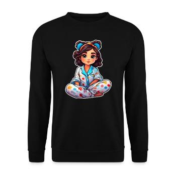 Cute anime girl in pajamas - Unisex Sweatshirt - black - Front - Alina (178cm) & Michal (187cm)