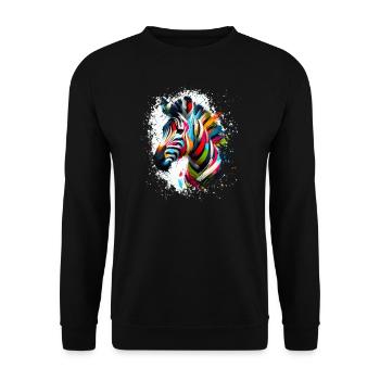 Buntes Zebra Kunstwerk Zebras - Unisex Pullover - Schwarz - Vorne - Alina (178cm) & Michal (187cm)