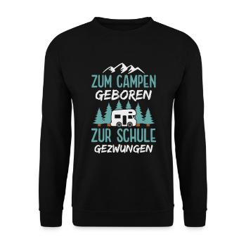 Camping Campingplatz Kinder Camper Wohnmobil - Unisex Pullover - Schwarz - Vorne - Alina (178cm) & Michal (187cm)