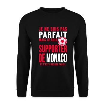 supporter foot Monaco Humour foot club Monégasques - Sweat-shirt Unisexe - noir - Devant - Alina (178cm) & Michal (187cm)