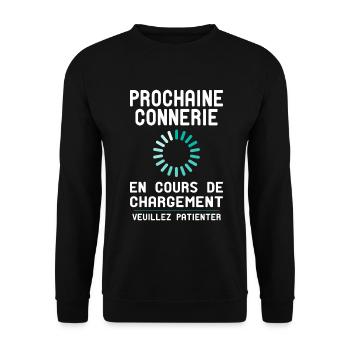 Prochaine connerie en Cours de Chargement - Sweat-shirt Unisexe - noir - Devant - Alina (178cm) & Michal (187cm)