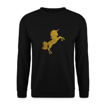 Golden Unicorn - Goldenes Einhorn Gold Glitzer - Unisex Pullover - Schwarz - Vorne - Alina (178cm) & Michal (187cm)