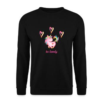 be lovely - unicorn unicorns mythical creature gift - Unisex Sweatshirt - black - Front - Alina (178cm) & Michal (187cm)