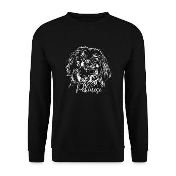 PEKINESE Dog Dogs Portrait Wilsigns Dogs - Unisex Sweatshirt - black - Front - Alina (178cm) & Michal (187cm)