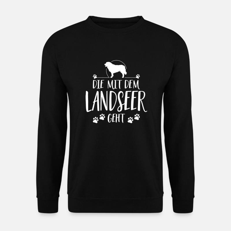 DIE MIT DEM LANDSEER GEHT Hunde Spruch Wilsigns - Unisex Pullover - Schwarz