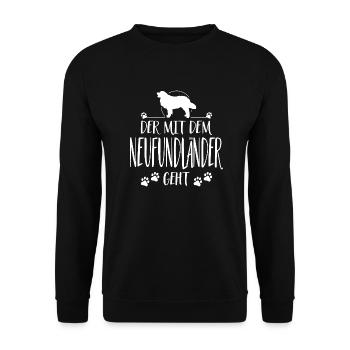 DER MIT NEUFUNDLÄNDER GEHT Hunde Spruch Wilsigns - Unisex Pullover - Schwarz - Vorne - Alina (178cm) & Michal (187cm)