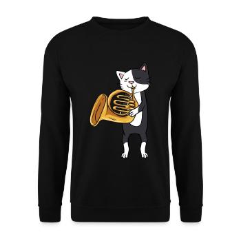 Hornist Hornist Musical Katzenliebhaber - Unisex Pullover - Schwarz - Vorne - Alina (178cm) & Michal (187cm)