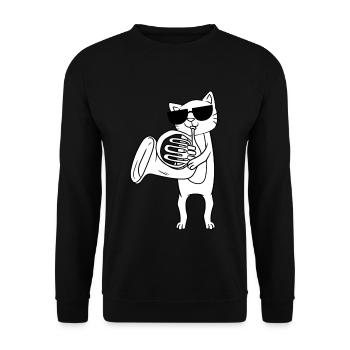 Hornist Hornist Musical Katzenliebhaber - Unisex Pullover - Schwarz - Vorne - Alina (178cm) & Michal (187cm)