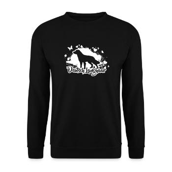 DEUTSCH LANGHAAR Hunde Hund Wilsigns - Unisex Pullover - Schwarz - Vorne - Alina (178cm) & Michal (187cm)