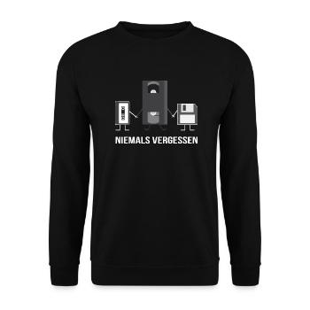 90er T-Shirt 2018 - Neunziger Motiv Retro - Unisex Pullover - Schwarz - Vorne - Alina (178cm) & Michal (187cm)