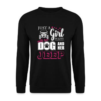 Just a Girl In Love With Her Dog and Her Jeeps - Unisex Pullover - Schwarz - Vorne - Alina (178cm) & Michal (187cm)