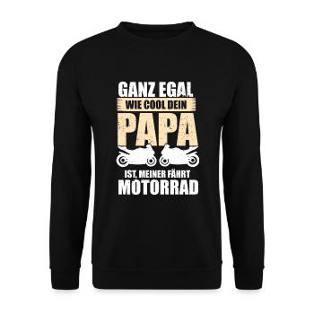 Motorrad Biker Bike Motorradfahrer Papa Geschenk - Unisex Pullover - Schwarz - Vorne - Alina (178cm) & Michal (187cm)