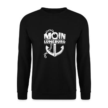 MOIN LÜNEBURG Anker Heimathafen LÜNEBURG - Unisex Pullover - Schwarz - Vorne - Alina (178cm) & Michal (187cm)