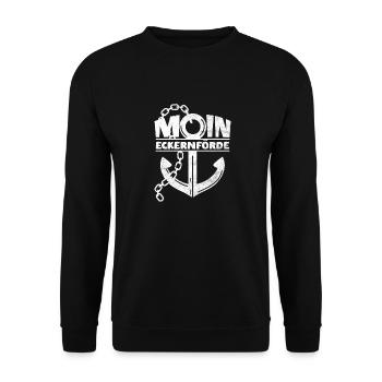 MOIN ECKERNFÖRDE - Meer Küste - Anker - Unisex Pullover - Schwarz - Vorne - Alina (178cm) & Michal (187cm)
