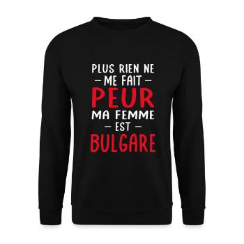 Rien ne me fait peur ma femme est Bulgare - Sweat-shirt Unisexe - noir - Devant - Alina (178cm) & Michal (187cm)