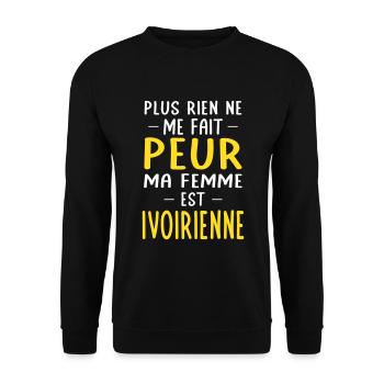 Rien ne me fait peur ma femme est Ivoirienne - Sweat-shirt Unisexe - noir - Devant - Alina (178cm) & Michal (187cm)