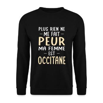 Rien ne me fait peur ma femme est Occitane - Sweat-shirt Unisexe - noir - Devant - Alina (178cm) & Michal (187cm)
