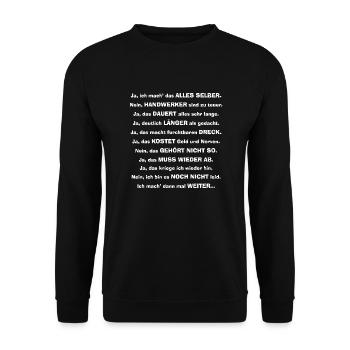Heimwerker Handwerker DIY - Unisex Pullover - Schwarz - Vorne - Alina (178cm) & Michal (187cm)