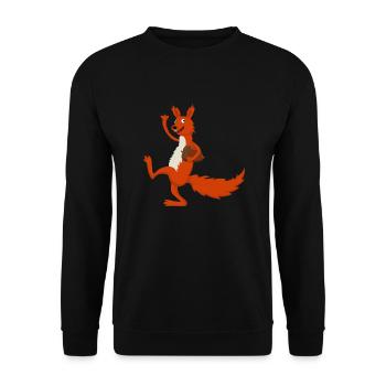 Eichhörnchen mit Eichel - Unisex Pullover - Schwarz - Vorne - Alina (178cm) & Michal (187cm)