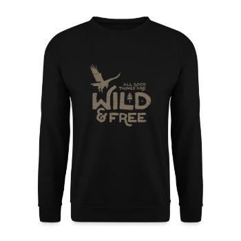 Wild and Free - Unisex Pullover - Schwarz - Vorne - Alina (178cm) & Michal (187cm)