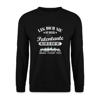 nicht mit meiner Patentante nicht anlegen - Unisex Pullover - Schwarz - Vorne - Alina (178cm) & Michal (187cm)