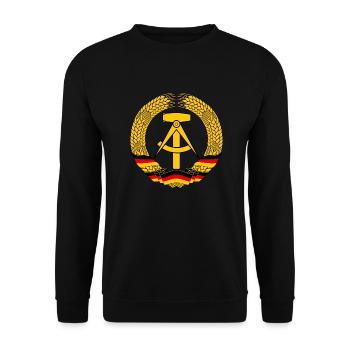 DDR Wappen - Unisex Pullover - Schwarz - Vorne - Alina (178cm) & Michal (187cm)