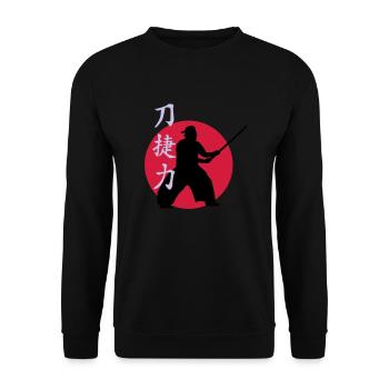 samurai_strength_victory_sword_3c - Unisex Pullover - Schwarz - Vorne - Alina (178cm) & Michal (187cm)