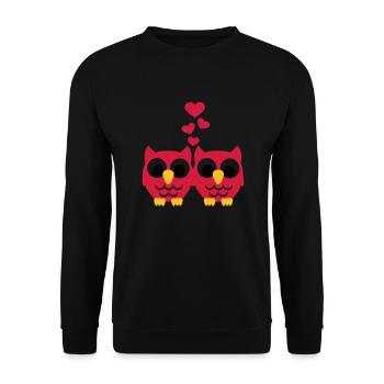 Chouette Hibou Amour - Sweat-shirt Unisexe - noir - Devant - Alina (178cm) & Michal (187cm)