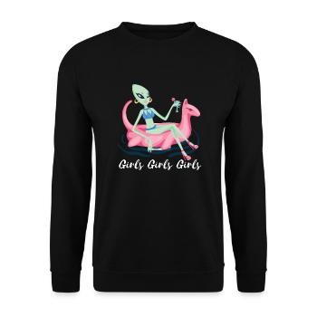 Girl summer alien design. - Unisex Sweatshirt - black - Front - Alina (178cm) & Michal (187cm)