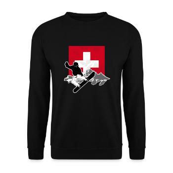 Snowboarding - Swiss Flag - Unisex Pullover - Schwarz - Vorne - Alina (178cm) & Michal (187cm)