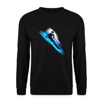 Skifahrer - Downhill - Speed - Blau - Unisex Pullover - Schwarz - Vorne - Alina (178cm) & Michal (187cm)