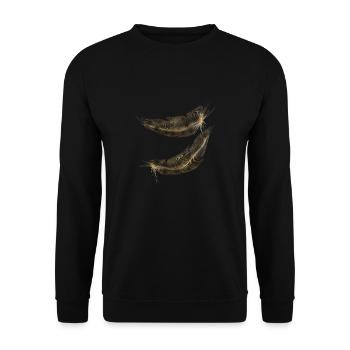 Federn brauner Farbton - Unisex Pullover - Schwarz - Vorne - Alina (178cm) & Michal (187cm)