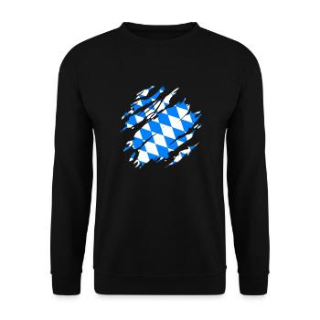 Le drapeau bavarois craque les rayures bavaroises BY - Sweat-shirt Unisexe - noir - Devant - Alina (178cm) & Michal (187cm)