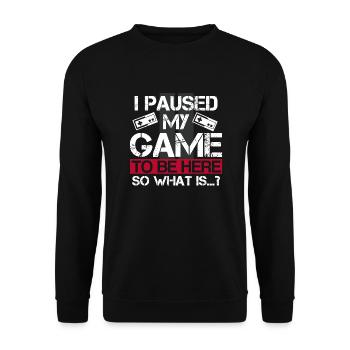 Gamer Zocker Kinder Geschenk Online lustige Spruch - Unisex Pullover - Schwarz - Vorne - Alina (178cm) & Michal (187cm)