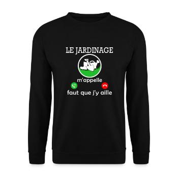le jardinage m'appelle / humour jardinier - Sweat-shirt Unisexe - noir - Devant - Alina (178cm) & Michal (187cm)