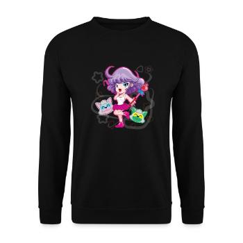 Manga-Serie - CREAMY - Unisex Pullover - Schwarz - Vorne - Alina (178cm) & Michal (187cm)