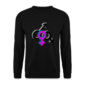 Wifesharing 3D Druck - Unisex Pullover - Schwarz - Vorne - Alina (178cm) & Michal (187cm)