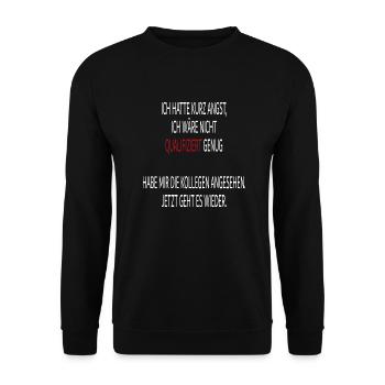 Schönes Büro Spruch Shirt Geschenk - Unisex Pullover - Schwarz - Vorne - Alina (178cm) & Michal (187cm)